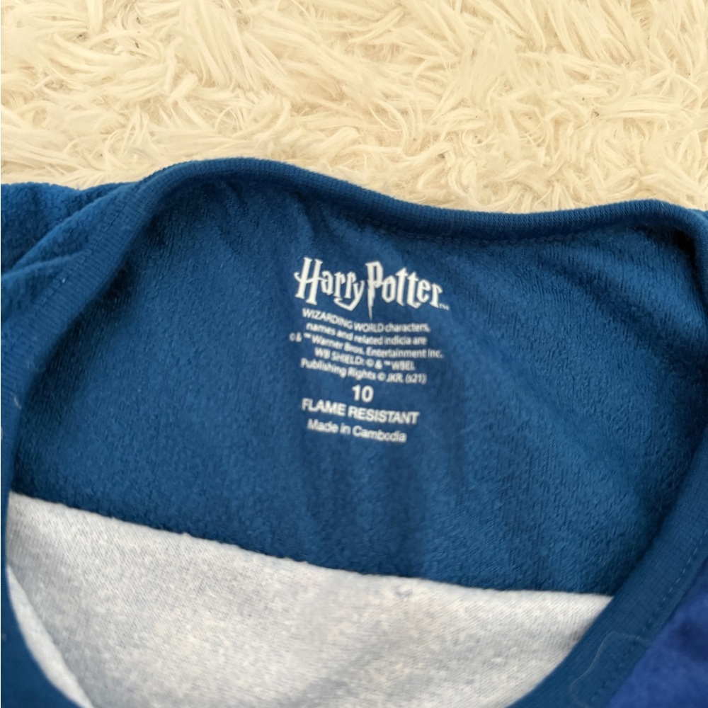 Harry Potter Blue Hogwarts Letter Long Sleeve Pajama Top Kids Size 10 - Picture 3 of 3